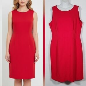 Classic Sleeveless Red Sheath Dress - Elegant Women's Work Dress